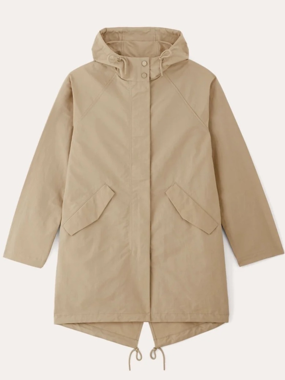 Everlane The Anorak Dark Taupe Long Hooded Water Resistant Jacket NWT Small